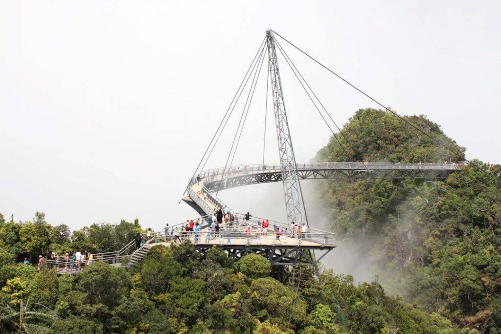 Cable car over green rainforest, Langkawi Sky Cab