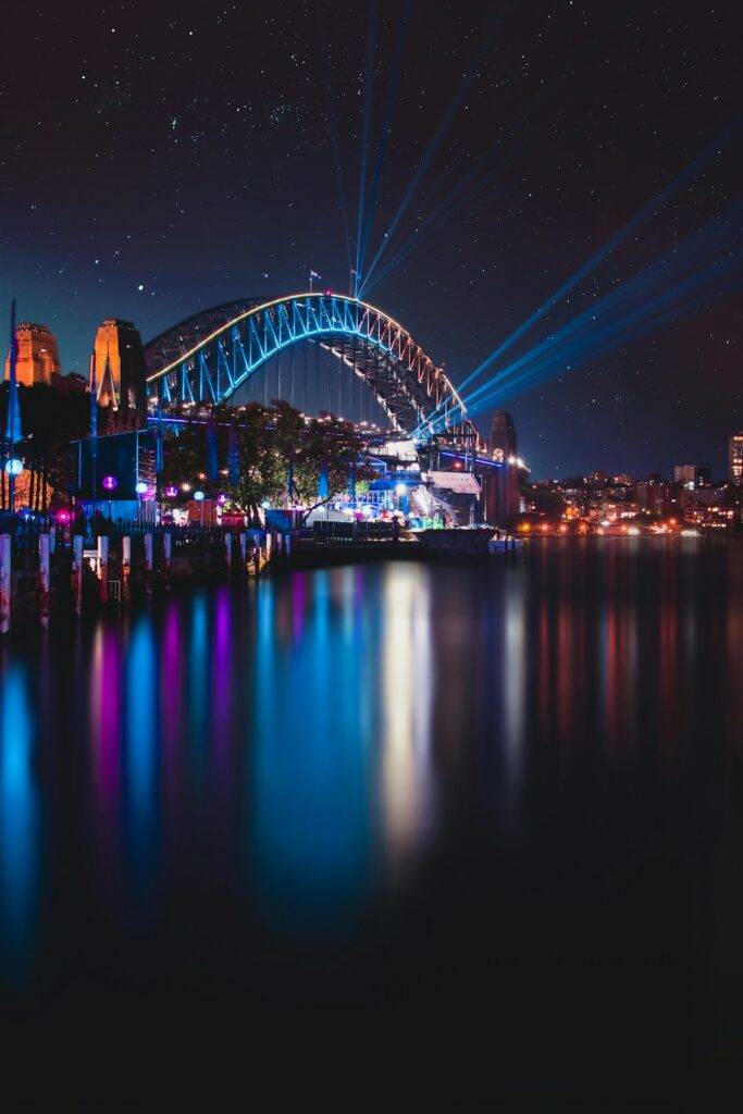 Sydney Harbour Bridge and Opera House at night